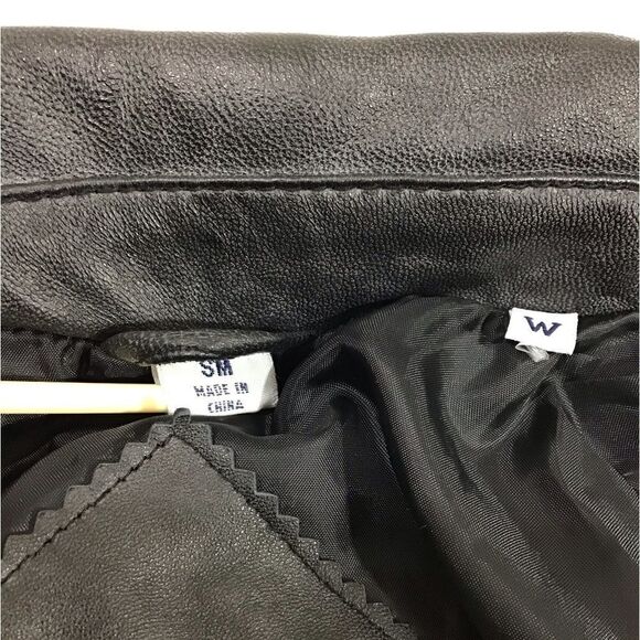 Black Leather Jacket Mercedes Logo New Size Small - Picture 8 of 16